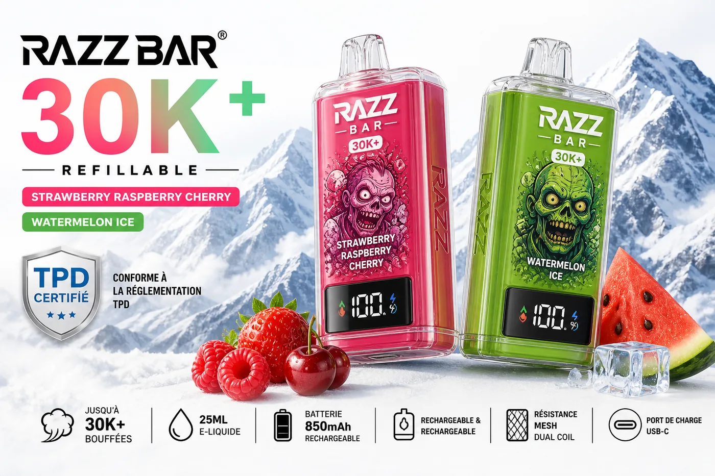Razz Bar 30K+ Refillable - PuffShop