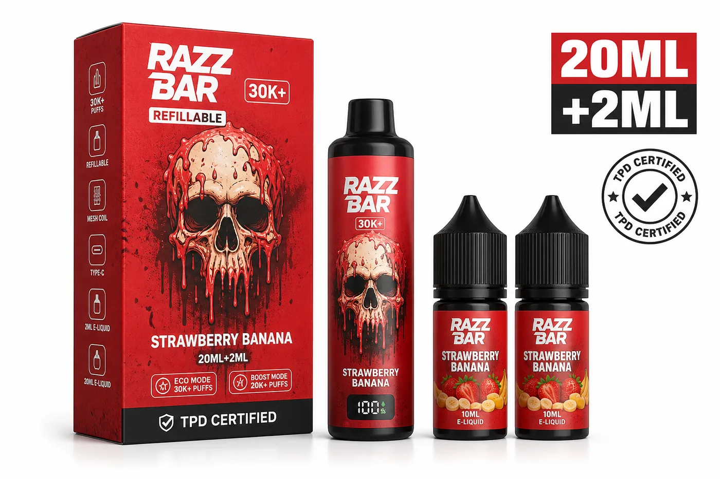 Razz Bar 30K+ Refillable - PuffShop